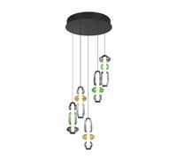 Suspension décorative ronde en verre coloré LED 8W 4000K dimmable 5 lumi?res