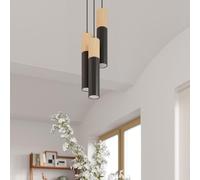 Suspension Design 3 Lampes Bois Noir Élégant pour Ampoules GU10