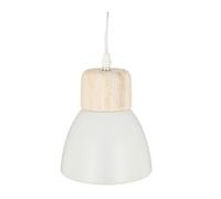 Suspension design en metal et bois coloris blanc - Dim : D.15 x H.17 cm --