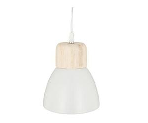 Suspension design en metal et bois coloris blanc - Dim : D.15 x H.17 cm --