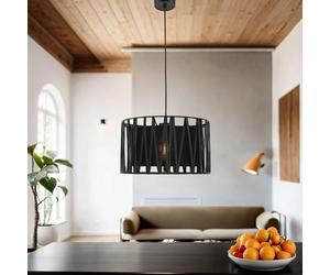 Suspension design en métal et tissu, de couleur noire | Douille E27 | Diamètre : 40 cm
