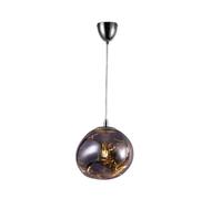 Suspension design moderne avec abat-jour en verre métallisé violet irrégulier, douille E27 D280mm