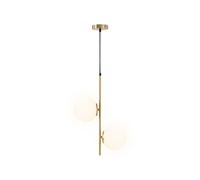Suspension design néo-rétro 2 globes verre blanc opaque max. 40W métal doré