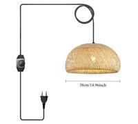 Suspension, design tissé à la main, style rustique, 38 cm, prise européenne, sans ampoule