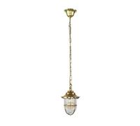 Suspension d'extérieur en laiton véritable et verre nervuré D: 16 cm IP54 E27 maritime antique jardin patio cour jardin lumière extérieure lampe suspendue pendule