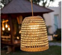 newgarden Positano Lampe suspendue portable sans fil et lampe d'extérieur avec 900 lumens LED chaude 3000K. Fabriquée en fibres naturelles avec batterie rechargeable.