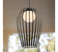 Suspension d'extérieur Lucande Marrin, noire, métal, Ø 31 cm Marrin Lucande, dimmable, noir, Salon / Salle à manger, Métal, Moderne