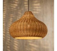 Suspension d'extérieur Lucande Taniola, à 1 lampe, beige, rotin, IP44 Taniola Lucande, dimmable, bois clair, Bois, Maison de campagne / Rustique