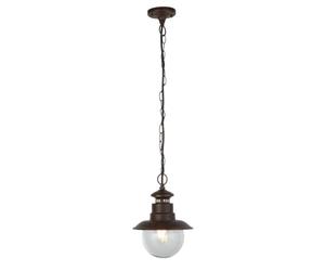 Suspension d'extérieur station 1 ampoule - brun rustique avec verre transparent