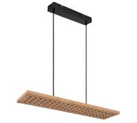 Suspension dimmable bois lampe en bois suspension salle à manger lampe cuisine, métal, marron, LED 40W 2000Lm blanc chaud, H 120 cm