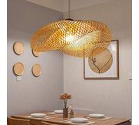 Suspension E27 Lustre Tissage Intérieur Vintage Bambou Naturel Luminaire Plafonnier Suspendue Hauteur Réglable Créations Garden Restaurant Salon Chambre Bambou Osier Café Rotin Vague Lampes,A/40cm