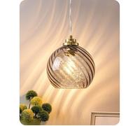 Suspension - EDISHINE - EDISHINE - Verre ondulé gris fumé - Hauteur réglable 1 5 m - Ampoule LED 2700K fournie