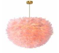 Suspension élégante en plumes d'oie roses, abat-jour pliable en plumes tissées à la main, lustre parfait pour salon, chambre ou hôtel.