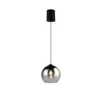 Suspension élégante noire en verre fumé, boule 1xE27 15W