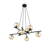 Suspension Emibig ESSA 8 lumières noir/ambre Ø100 E14