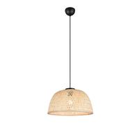 Suspension en bambou et rotin beige et noire, 1x E27 28W, style boho japandi