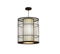 Suspension En Bambou Style Cage, 38 Cm, Lampe Suspendue, Plafonnier 42 Cm, Lustre Lanterne E27 Pour Salle À Manger, Chambre, Îlot de Cuisine, Entrée, Couloir, Salon, Antichambre. Décoration Lumineuse