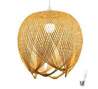 Suspension en bambou tissée à la main Abat-jour en bambou Plafonnier Lustre Plafonnier Tissage de fleurs créatif pour salle à manger, restaurant, chambre
