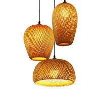 Suspension en bambou tissée à la main Lustre en bambou Plafonnier Plafonnier Lustre de style rural pour salle à manger, salon, restaurant, salon de thé, style 1