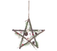 Suspension en bois étoile pommes de pin et baies 28 cm décoration de noël