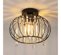 Suspension en cristal ANWIO, diamètre 28 cm, lampe pour salon, plafonnier avec douille E27, abat-jour rond, lampe de plafond pour couloir, lustre en cristal pour salle à manger, idéal pour balcon, cui