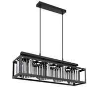 Suspension en cristal lampe suspendue salon lampe suspendue moderne table à manger noir 4 flammes, verre métal, 4x douilles E27, LxH 68 x 120 cm
