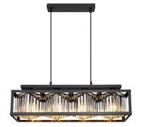 Suspension en cristal petite lampe suspendue salon lampe suspendue moderne table à manger noir, métal verre, 1x E27, LxH 17 x 120 cm
