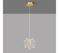 Suspension en Forme De Feuille D'érable, Lampe Suspendue en Métal Doré avec Abat-Jour en Acrylique Transparent, Lustre De Chevet Ultra-Fin, Lampes Suspendues LED M, White Light