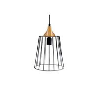 Suspension en metal et bois coloris noir - Dim : D23 x H32.5 cm
