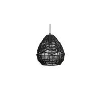 Suspension en papier noir, tressée, base métallique, E27, 1 ampoule - Woood, Adelaide - Ø25xH27 cm