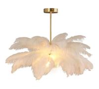 Suspension en plumes d'autruche blanches Abat-jour et Lustre Lampe suspendue pour chambre à coucher- salon