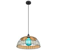 Suspension en rotin bohème lampe de table à manger suspension rétro, grillage noir, télécommande dimmable, 1x LED RVB 8,5W 806Lm blanc chaud, DxH 40 x 120 cm