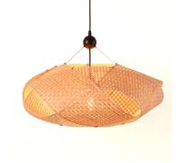 Suspension en rotin noir tressé à la main, style naturel boho, douille E27 pour salon ou salle à manger Ø61 cm