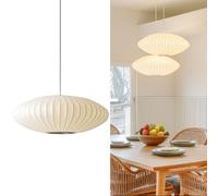 Suspension En Soie Artificielle, Abat-Jour Réglable, Lustre À Une Seule Lumière E27, Luminaire Suspendu Moderne Pour Salle À Manger, Îlot de Cuisine, Salon, Chambre À Coucher (Taille Moyenne)/Grand