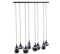 Suspension en verre, 8 flammes, lampe de table à manger, suspension noire, verre de salle à manger, verre chromé, différents abat-jour, 8x E14, LxH 115x150 cm