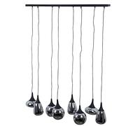Suspension en verre, 8 flammes, lampe de table à manger, suspension noire, verre de salle à manger, verre chromé, différents abat-jour, 8x E14, LxH 115x150 cm