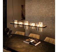 Suspension en verre ambré et chromé 10 lampes CLASSY