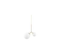 Suspension en verre blanc et métal doré, E14, 2 ampoules, dissymétrique - House Doctor, Twice - 47x30x70 cm
