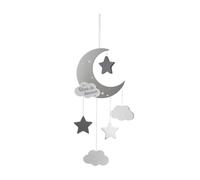 Atmosphera - Suspension Enfant Lune - Bois et Coton - Gris - H46-5 cm