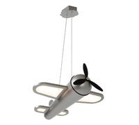 Suspension enfant avion gris LED 28W lumi?re chaude 2500K métal