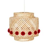Atmosphera - Suspension enfant Liby en bambou pompons rouges d28 cm