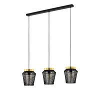 Suspension ESCANDIDOS E27 3X40W en acier noir et laiton 920x220x1100mm