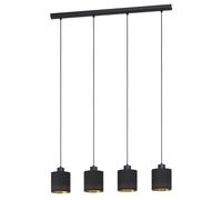 Eglo Suspension ESTEPERRA 4 lampes E27 99275 – Noir acier et textile