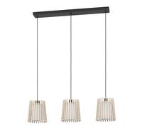 Suspension FATTORIA E27 3X25W en acier noir 900x200x1100mm