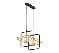 Suspension FIORI Jupiter géométrique noir-or 2xG9 ambre