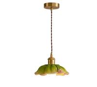 Suspension Florale En Céramique 7,09 Pouces, Lustre Suspendu Cuit Au Four Avec Rosace Dorée Et Câble Torsadé, Abat-Jour En Forme de Cloche, Lampe Suspendue Pour Cuisine, Salle À Manger, Bar, Comptoir