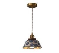 Suspension Florale En Céramique 7,09 Pouces, Lustre Suspendu Cuit Au Four Avec Rosace Dorée Et Câble Torsadé, Abat-Jour En Forme de Cloche, Lampe Suspendue Pour Cuisine, Salle À Manger, Bar, Comptoir