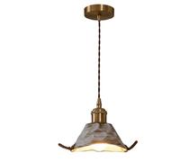 Suspension Florale En Céramique 7,09 Pouces, Lustre Suspendu Cuit Au Four Avec Rosace Dorée Et Câble Torsadé, Abat-Jour En Forme de Cloche, Lampe Suspendue Pour Cuisine, Salle À Manger, Bar, Comptoir
