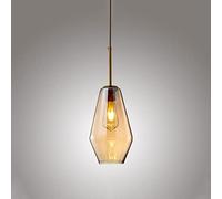 Suspension Géométrique En Verre Ambré Et Laiton, Petit Lustre En Cuivre, Douille E27, Idéale Pour Salle À Manger, Îlot de Cuisine Ou Chambre./Un