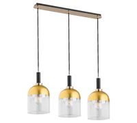 Suspension glamour noir/or abat-jours peints 3xE27 Alfa